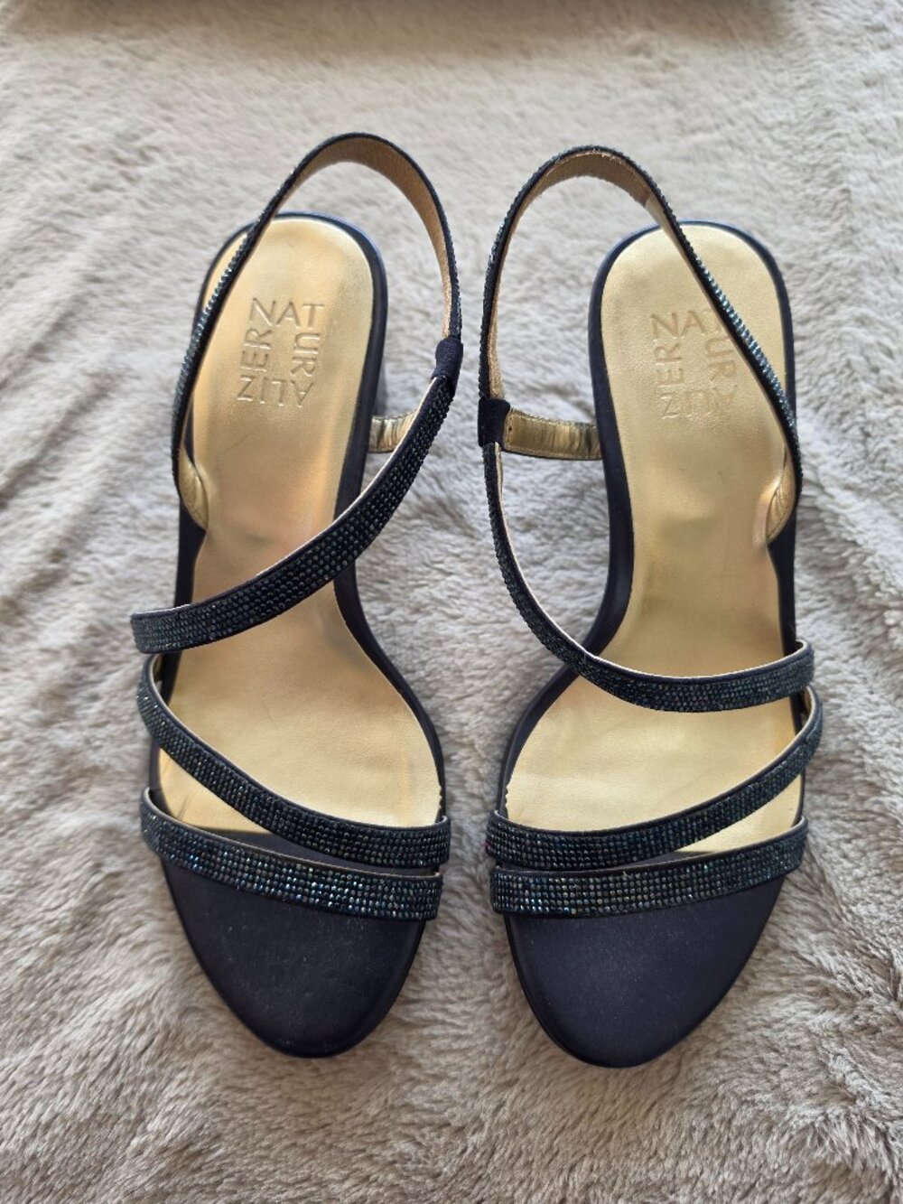 Naturalizer Vanessa Strappy Rhinestone Block Heels, Size 8 Wide
